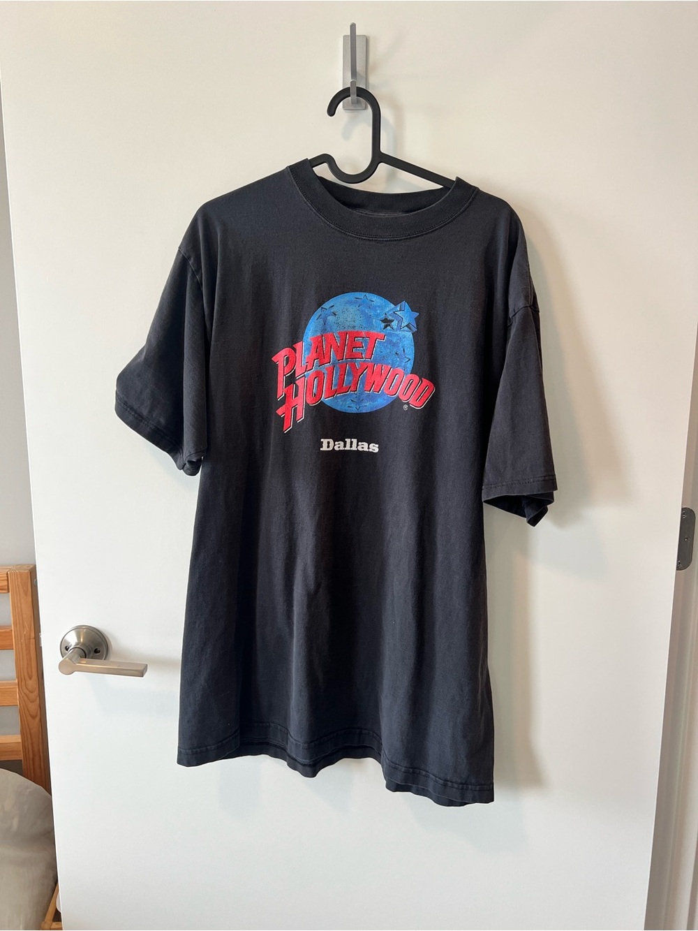 Vintage Planet Hollywood Graphic Tee in Black with Blue & Red Logo